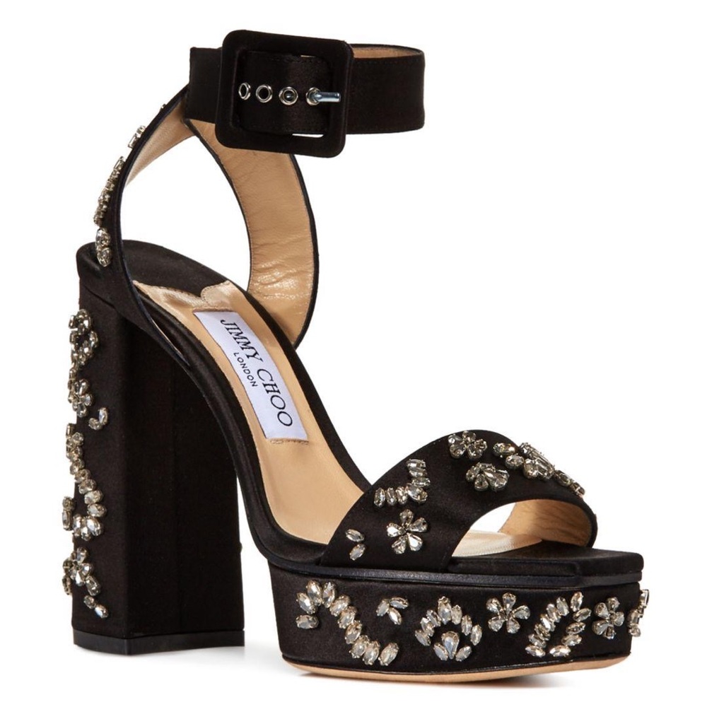 - Jimmy Choo satin crystal platforms